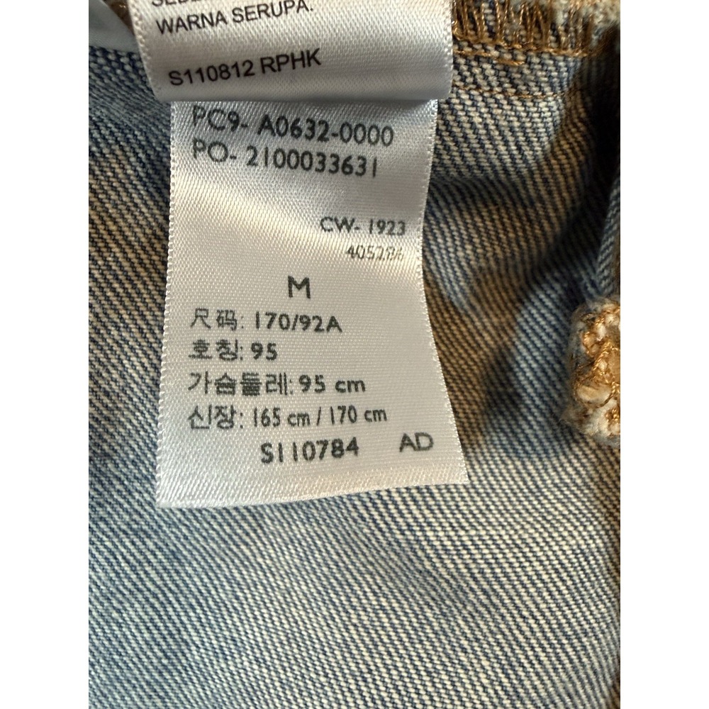 Levis Mens Hybrid Hoodie Trucker Jacket Medium Light Wash Blue Denim Grey Hood - Picture 8 of 11